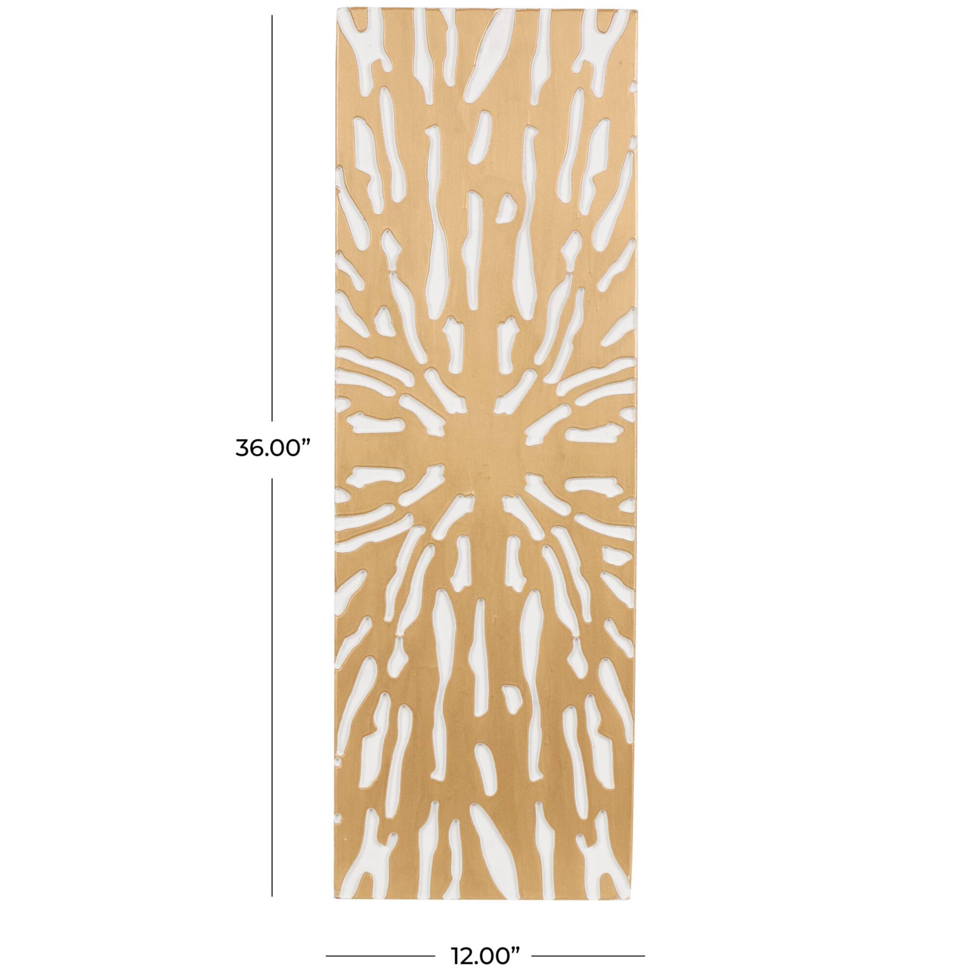 Gold & White Abstract Starburst Carved MDF Wall Décor